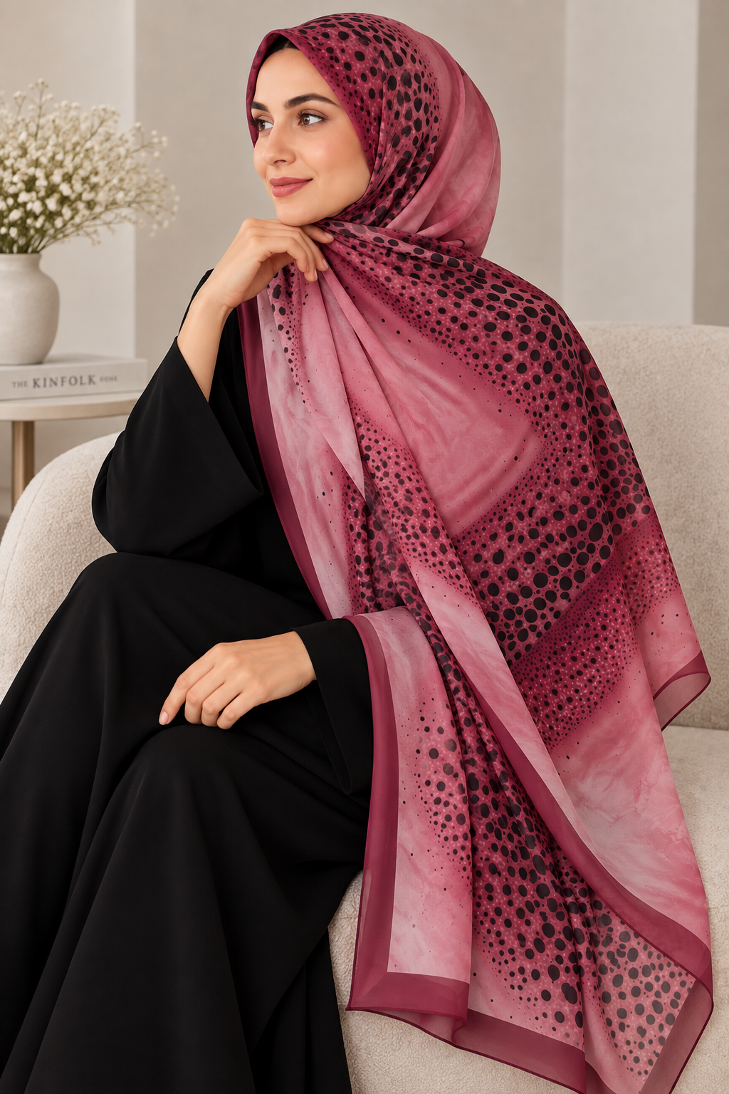 Printed Chiffon - Berry Pebble