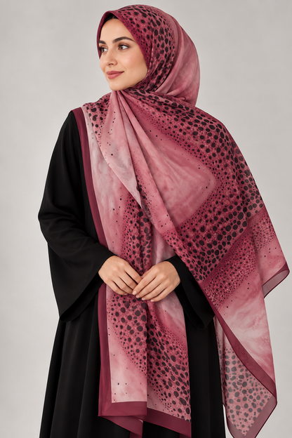 Printed Chiffon - Berry Pebble