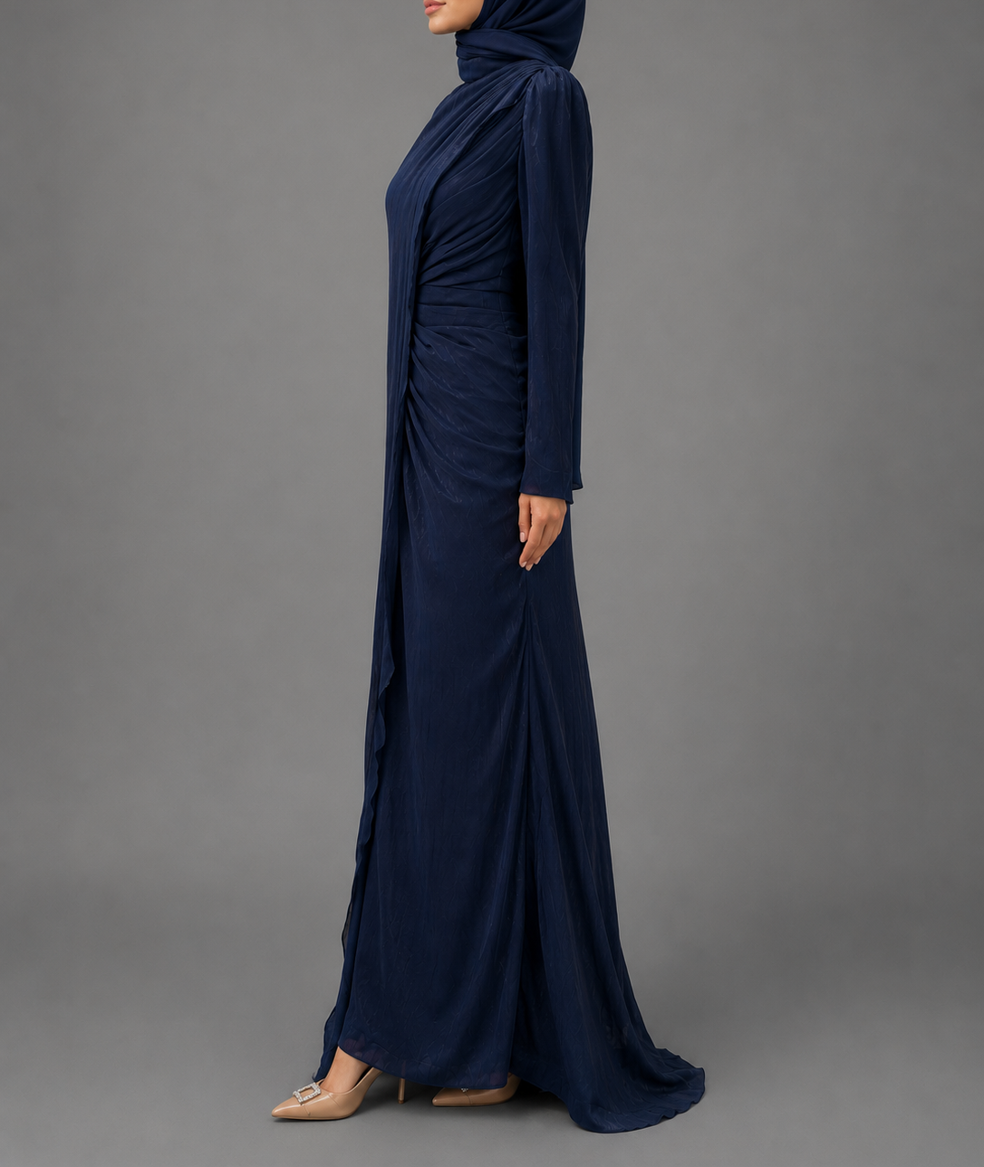 Meena Cape Dress- Navy