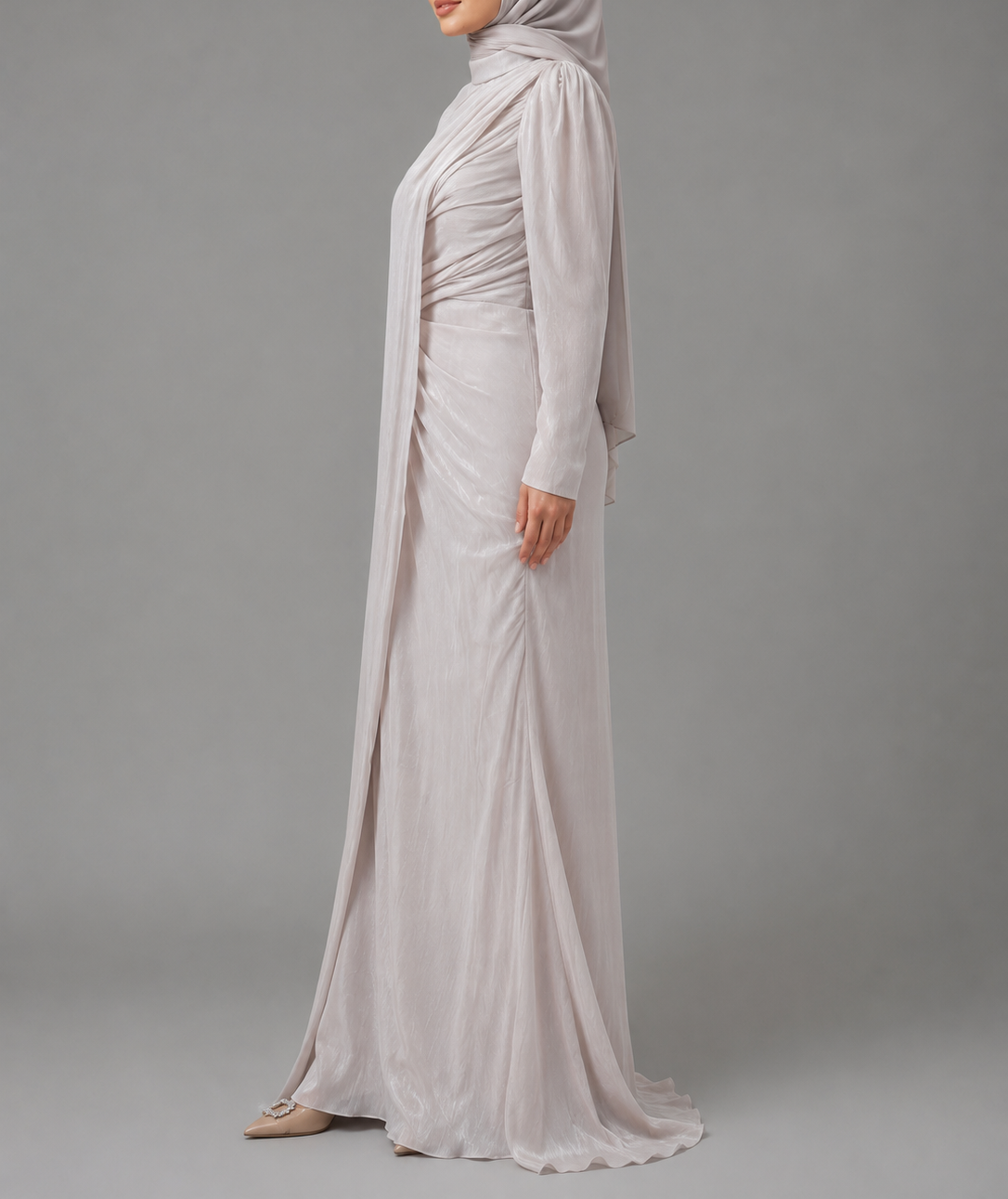 Meena  Cape Dress- Nude