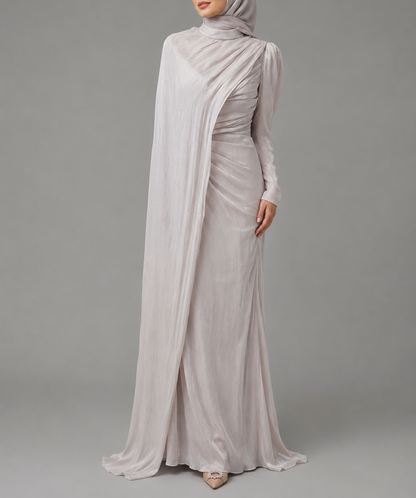 Meena  Cape Dress- Nude