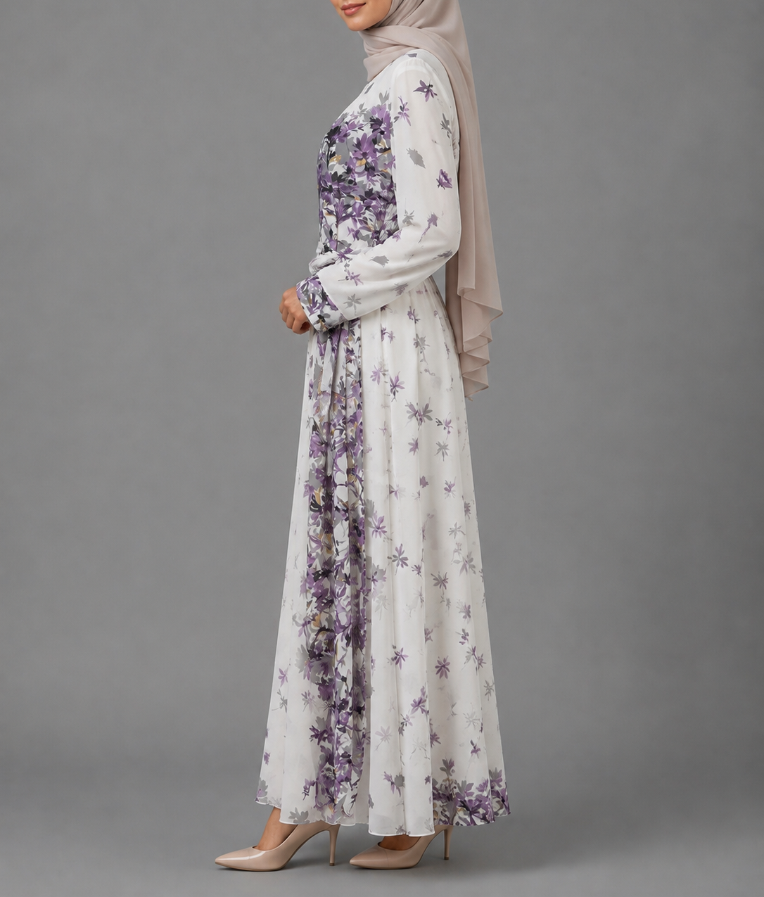 Nannah Chiffon Dress- Lilac Floral