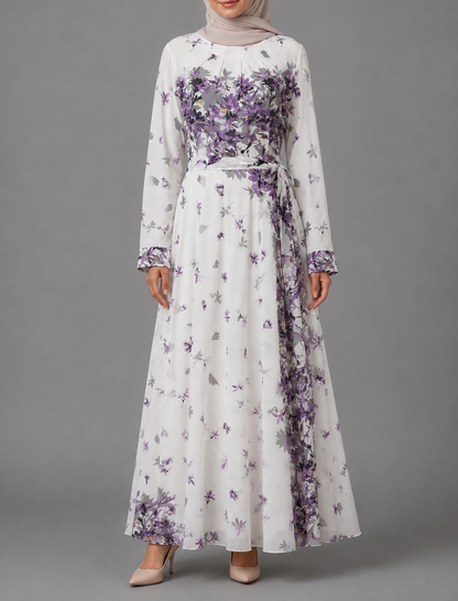 Nannah Chiffon Dress- Lilac Floral