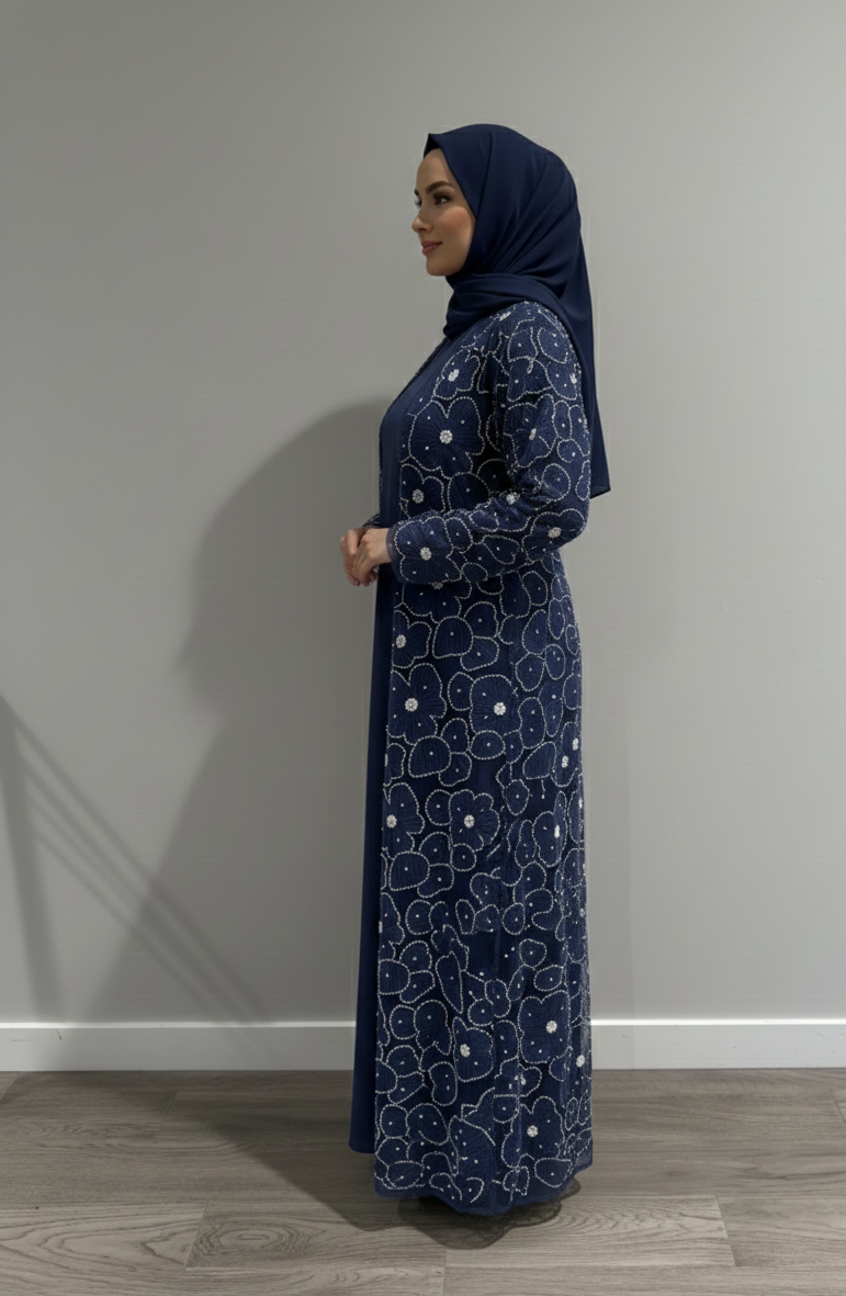 Yasmin Embellished Abaya- Navy