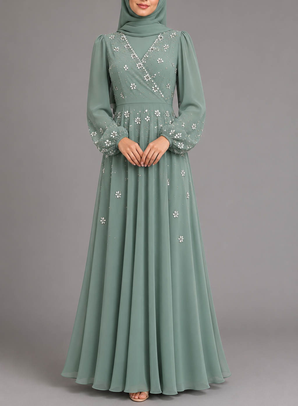 Neha Rhinestone Dress - Mint
