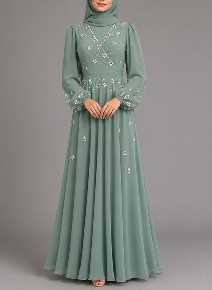 Neha Rhinestone Dress - Mint