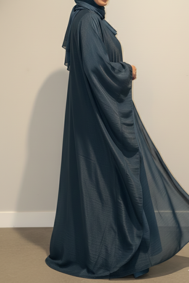 Sumiya Organza Abaya- Teal