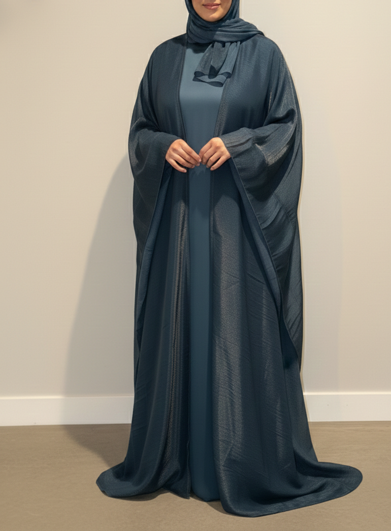 Sumiya Organza Abaya- Teal