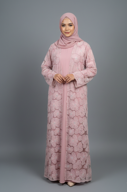 Yasmin Embellished Abaya- Pink
