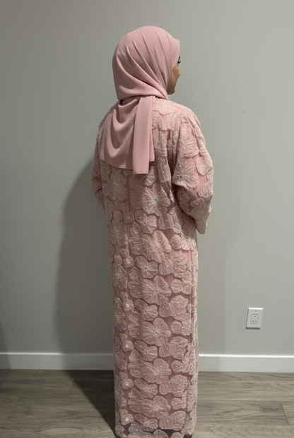Yasmin Embellished Abaya- Pink