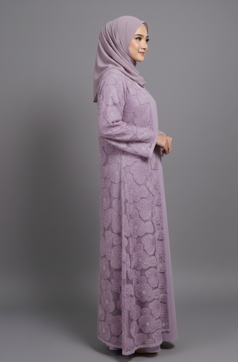 Yasmin Embellished Abaya- Purple