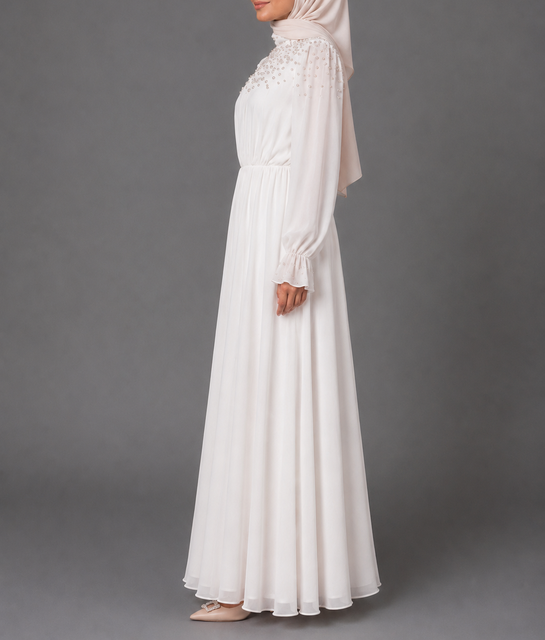 Reena Rhinestones  Bodice Dress - White