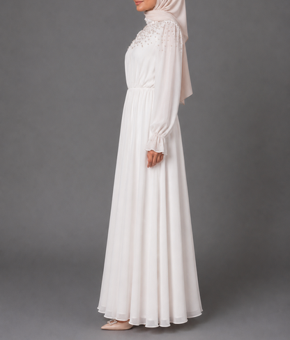 Reena Rhinestones  Bodice Dress - White