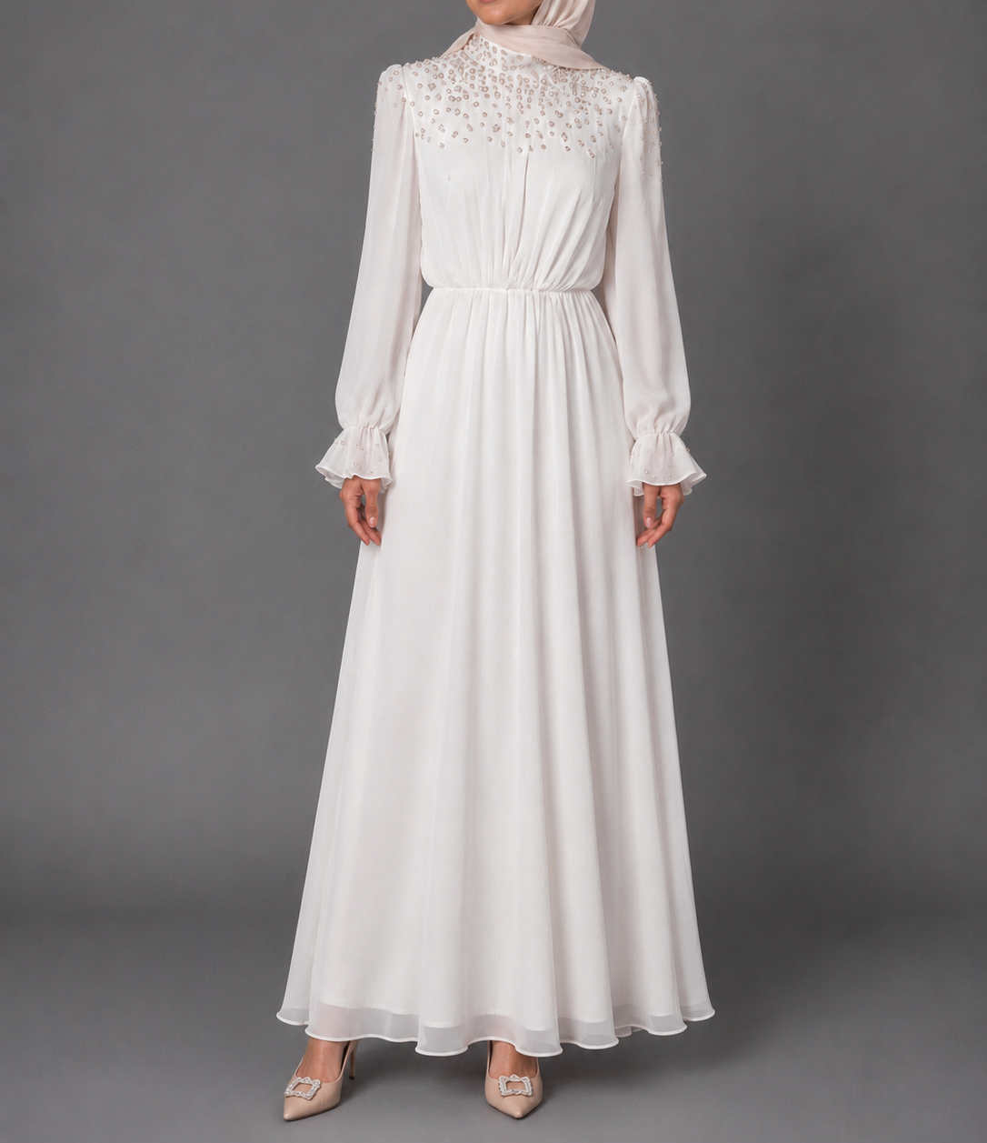 Reena Rhinestones  Bodice Dress - White