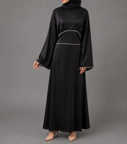 Sumaira Satin Dress - Black