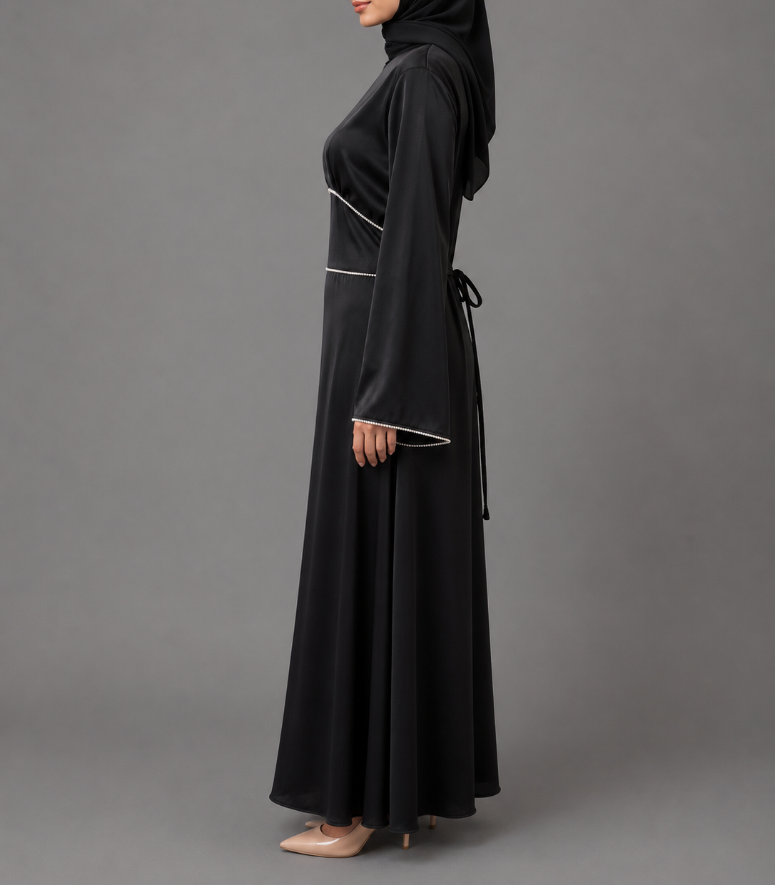 Sumaira Satin Dress - Black