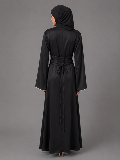 Sumaira Satin Dress - Black
