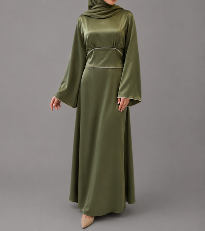 Sumaira Satin Dress - Green