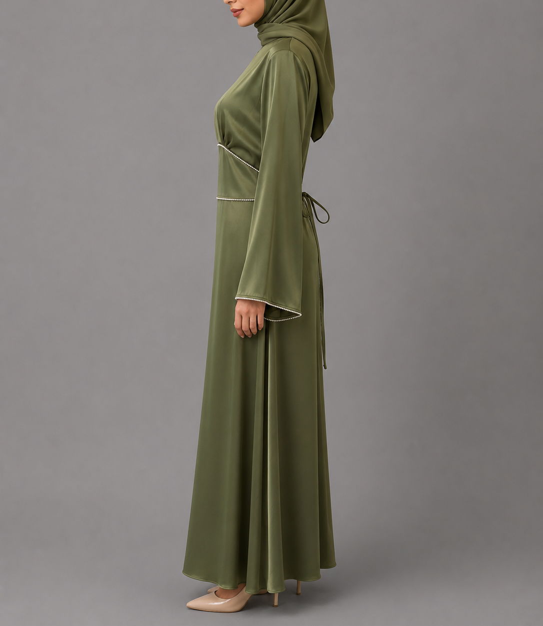 Sumaira Satin Dress - Green