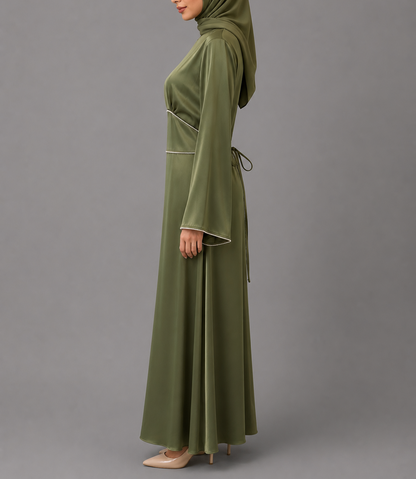 Sumaira Satin Dress - Green