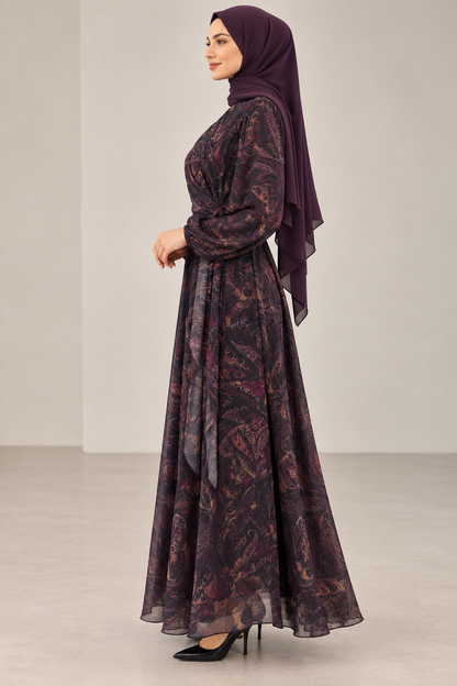 Wrap Printed Dress - Mauve