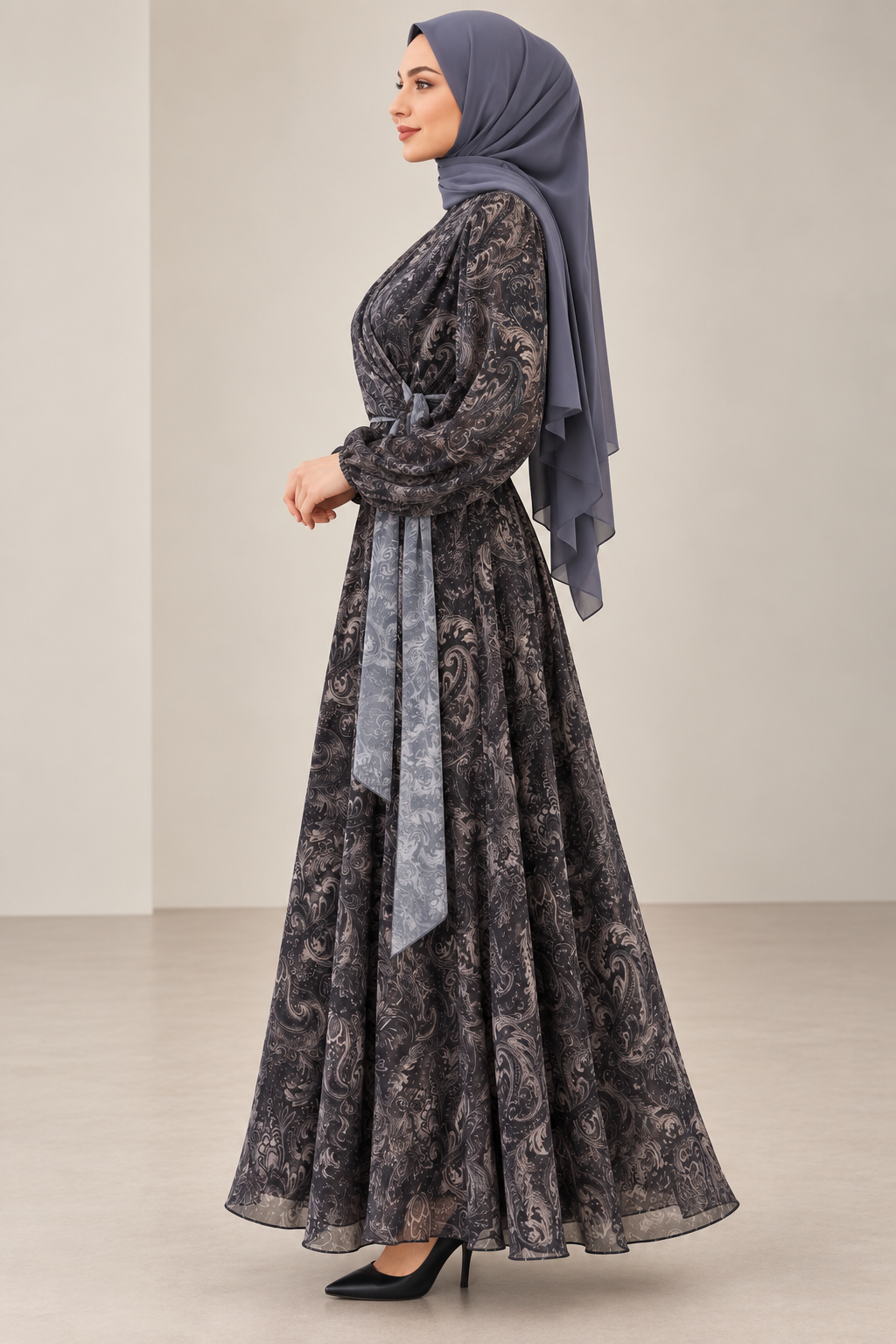 Wrap Printed Dress - Ash