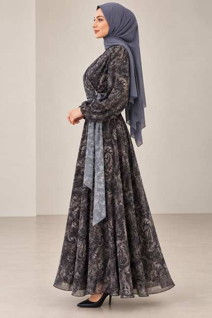 Wrap Printed Dress - Ash