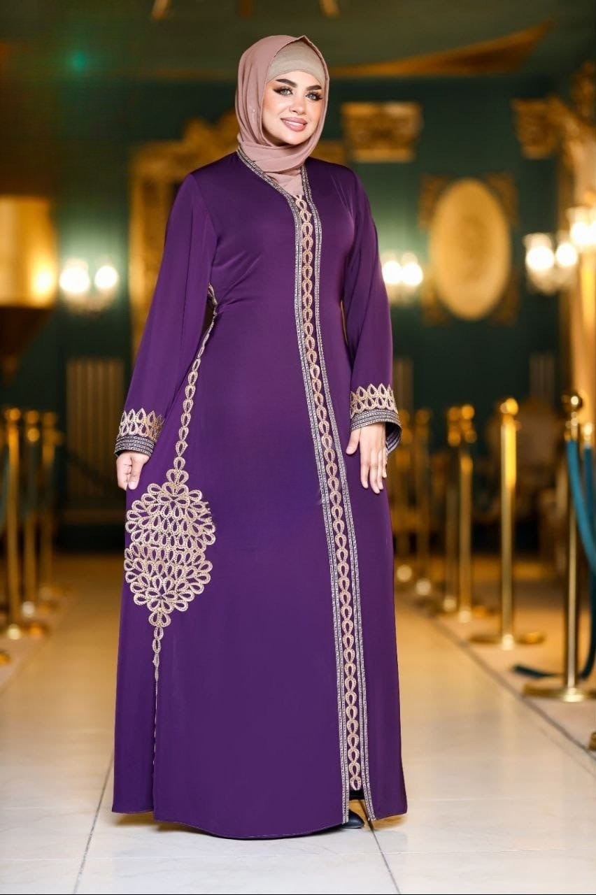 Fara Embroidery Abaya (Purple)