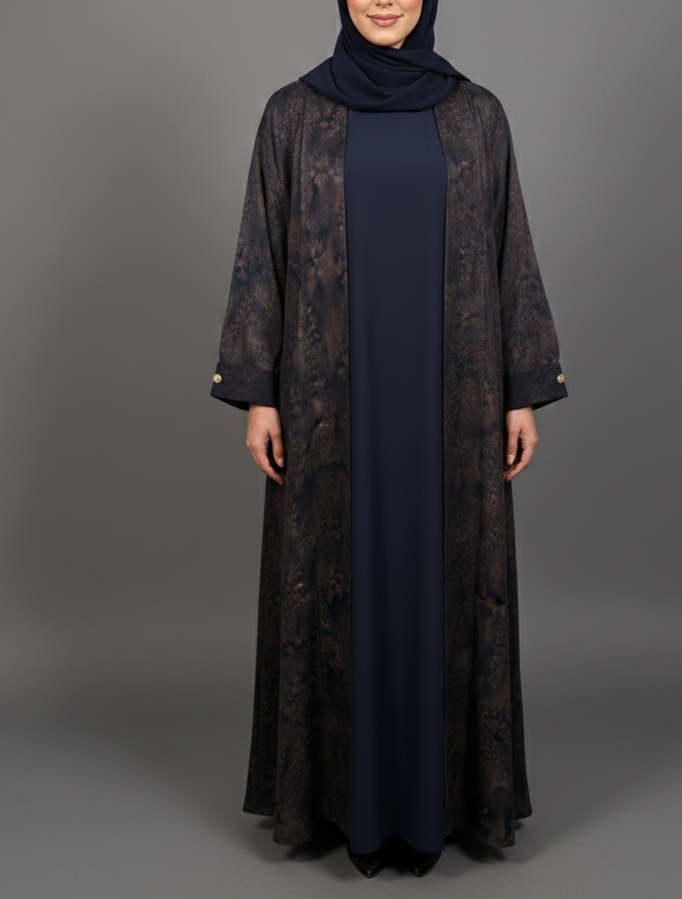Blossom Abaya Set - Brown/Navy