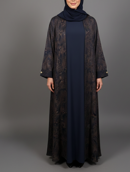 Blossom Abaya Set - Brown/Navy