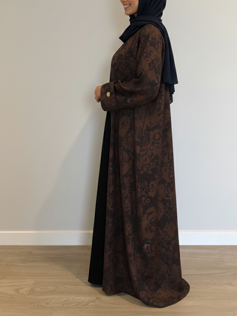 Blossom Abaya Set - Brown/Black