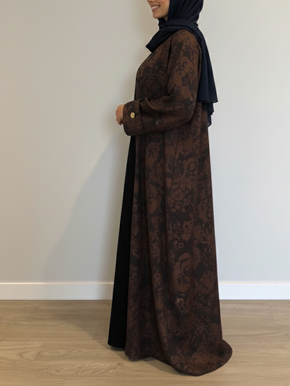 Blossom Abaya Set - Brown/Black