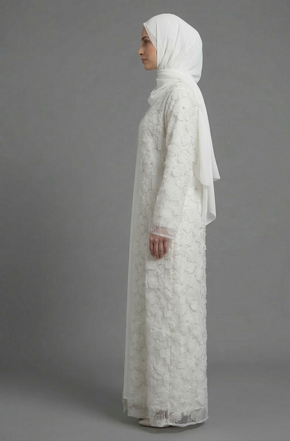 Yasmin Embellished Abaya Set- White