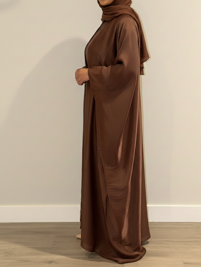 Sumiya Organza Abaya- Chocolate Brown