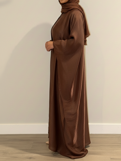 Sumiya Organza Abaya- Chocolate Brown