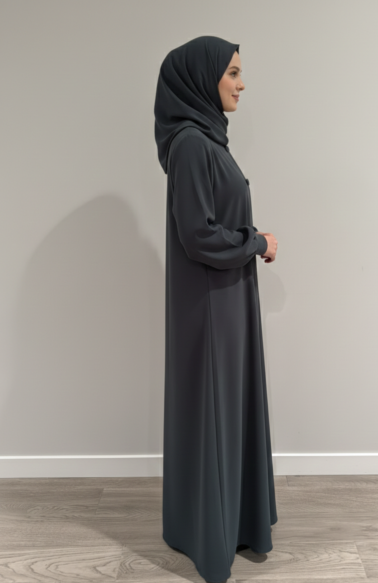 Essential Open Abaya- Smoky Green