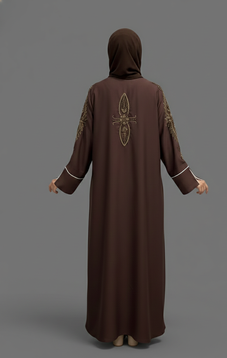 Two Piece Abaya- White/Mauve