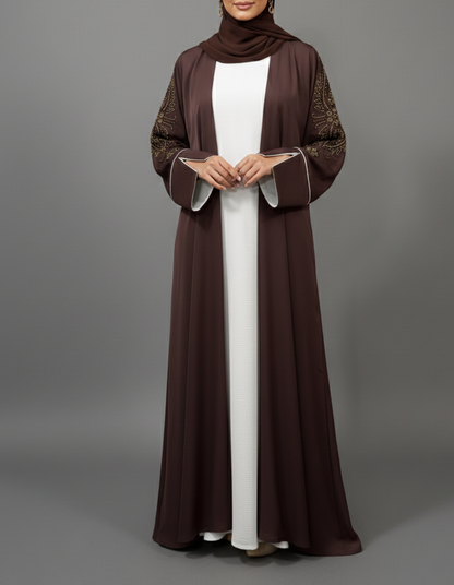 Two Piece Abaya- White/Mauve